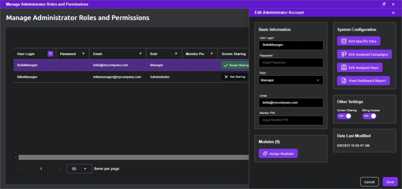 Admin Account Details