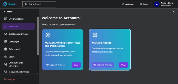 Agent Accounts Selection