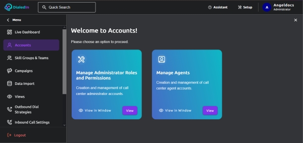 Accounts Main Menu