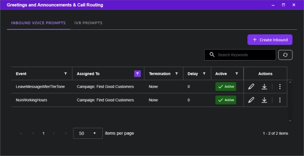 Inbound Voice Prompts