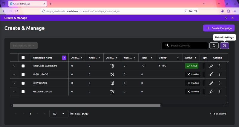 Default Settings