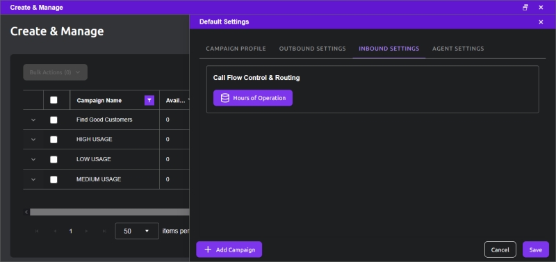 Default Inboud Settings