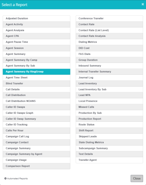 Agent Summary By Ring Group