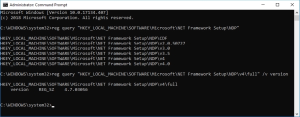 verify the .NET Framework version